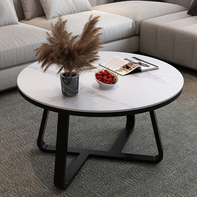 Round Slate Coffee Cocktail Table X-Base Coffee or End Table