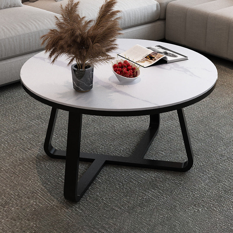 Round Slate Coffee Cocktail Table X-Base Coffee or End Table