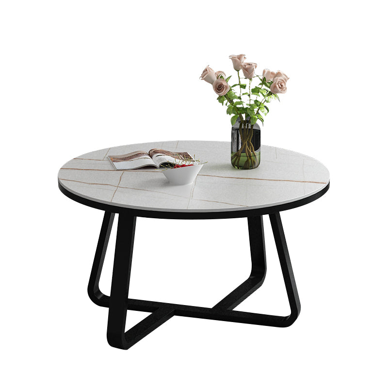Round Slate Coffee Cocktail Table X-Base Coffee or End Table