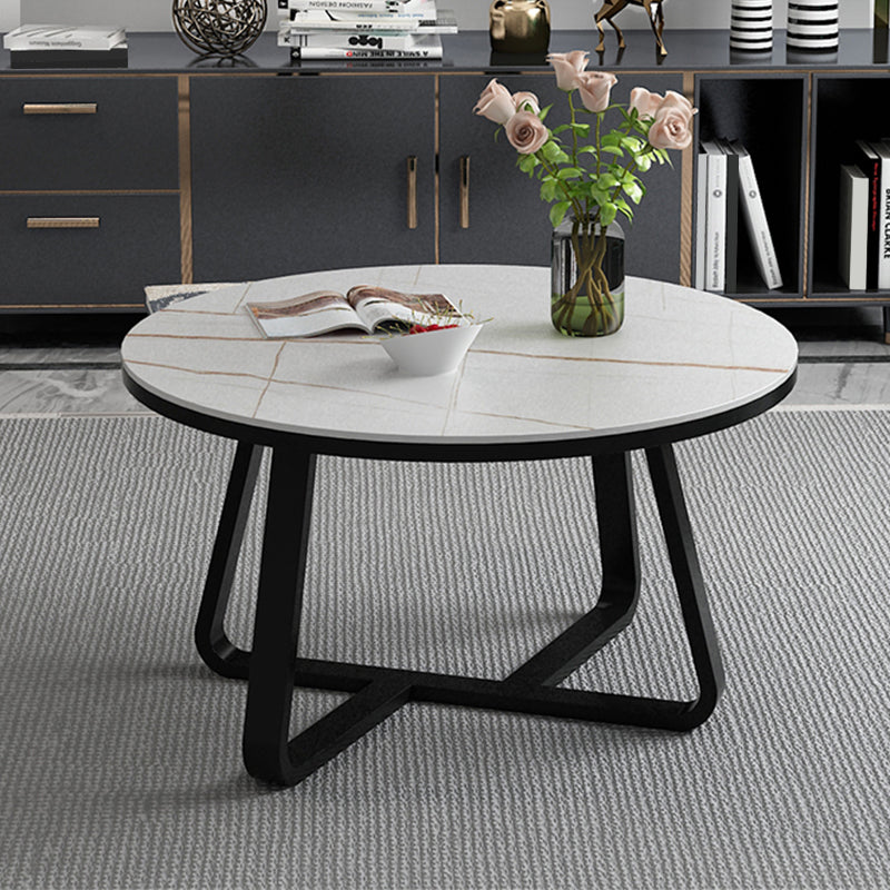 Round Slate Coffee Cocktail Table X-Base Coffee or End Table
