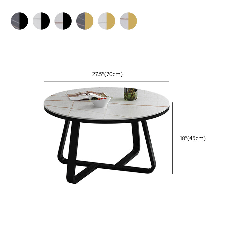 Round Slate Coffee Cocktail Table X-Base Coffee or End Table