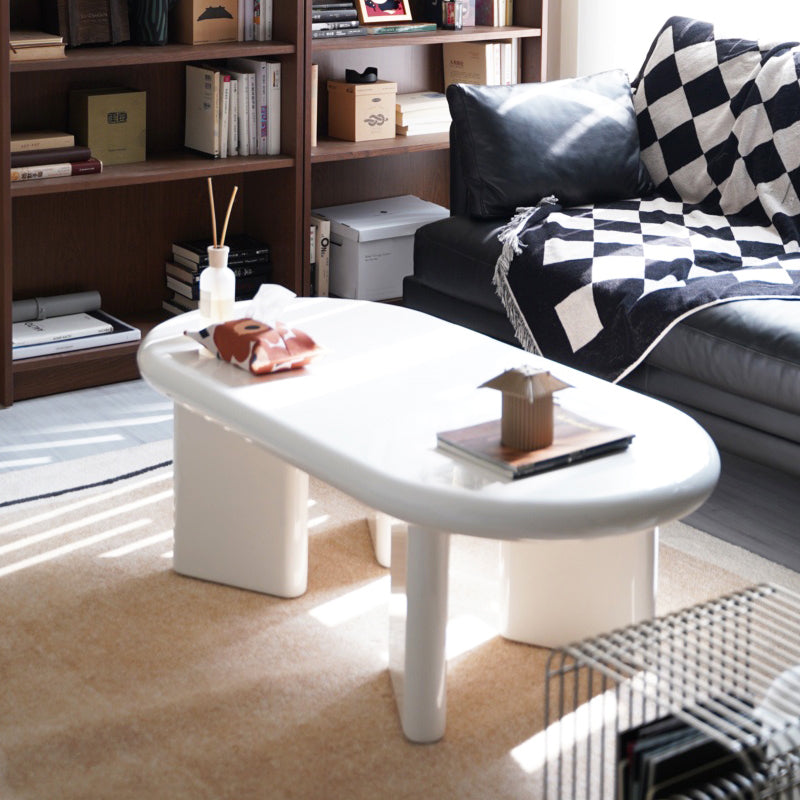 4 Legs Coffee Cocktail Table Wooden Oval Coffee or End Table