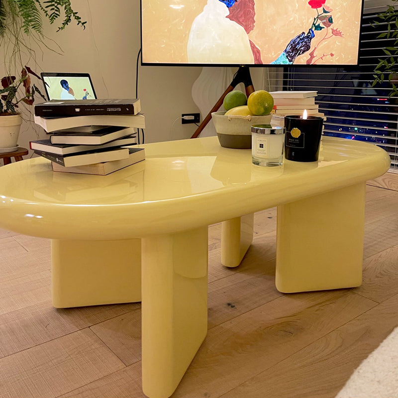 4 Legs Coffee Cocktail Table Wooden Oval Coffee or End Table