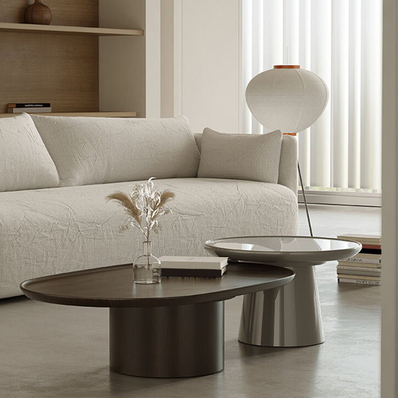 Contemporary Cocktail Table Pedestal Wooden Coffee Cocktail Table