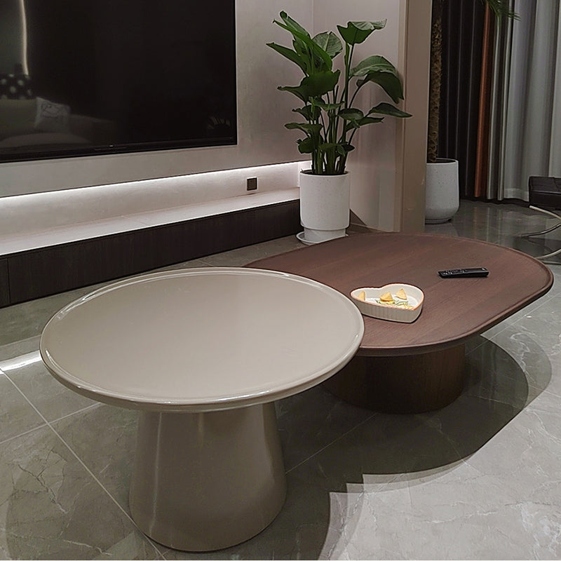 Contemporary Cocktail Table Pedestal Wooden Coffee Cocktail Table