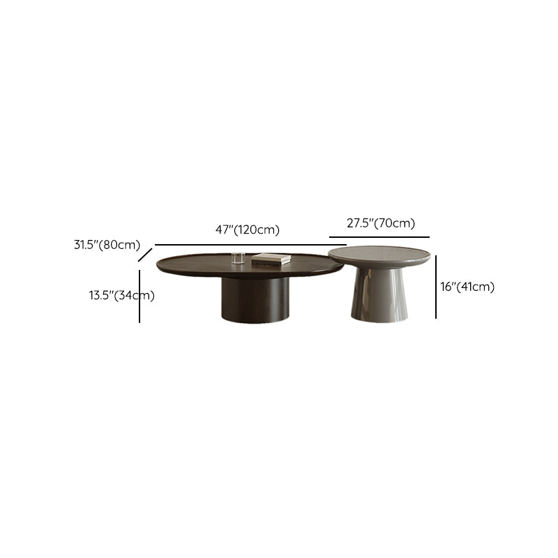 Contemporary Cocktail Table Pedestal Wooden Coffee Cocktail Table