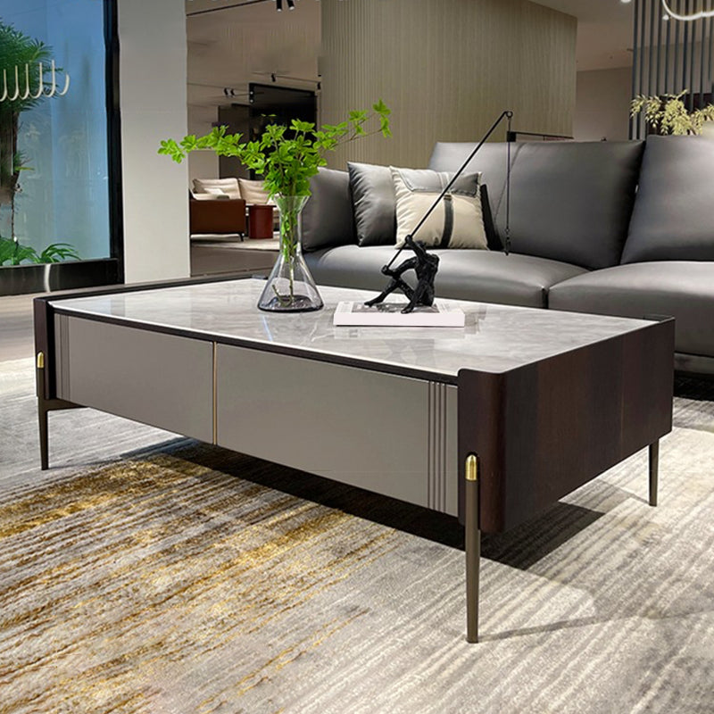 28" Wide Contemporary Cocktail Table White 4 Legs Stone Coffee Table