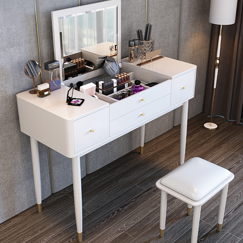 Glam Bedroom Makeup Vanity Desk Mirror White Vanity Dressing Table with Drawer