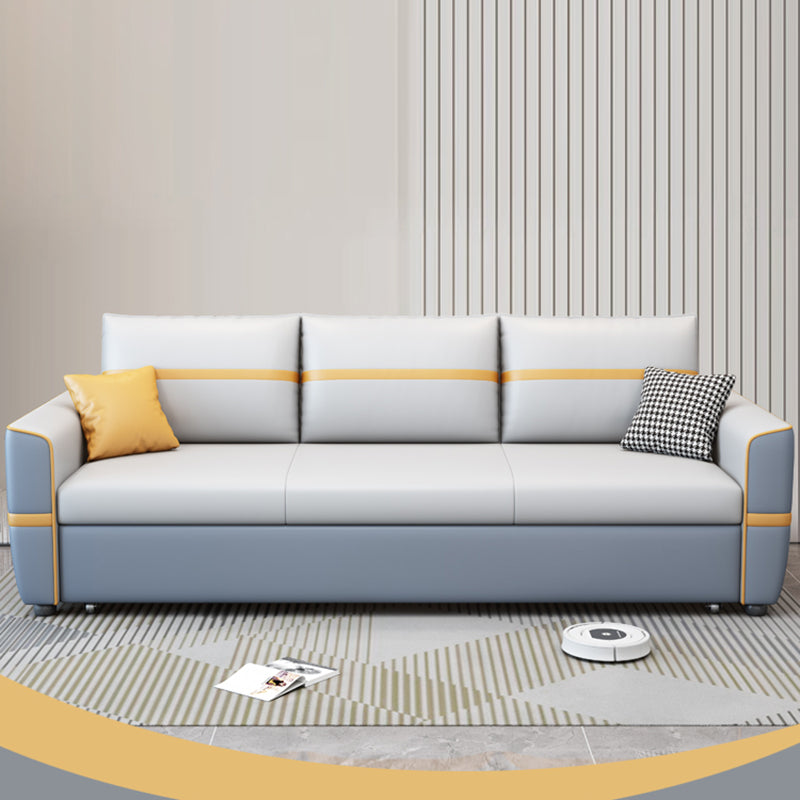 Upholstered Convertible Sofas Faux Leather Sleeper Sofa with Storage