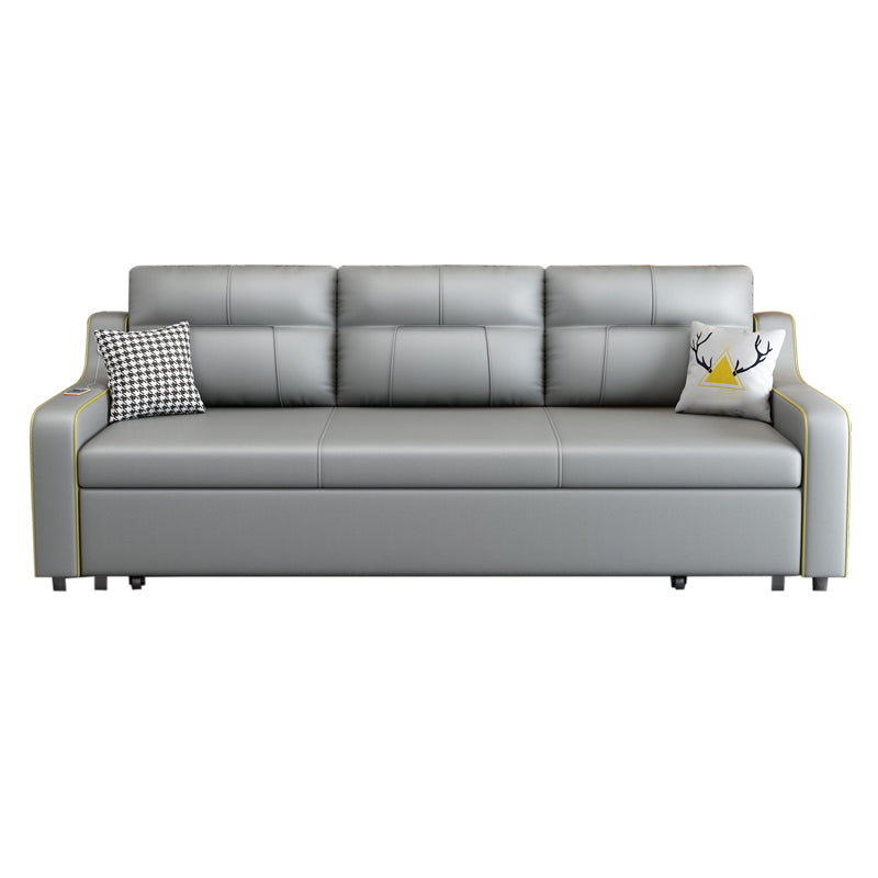 Scandinavian Upholstered Sleeper Sofa Faux Leather Convertible Sofas