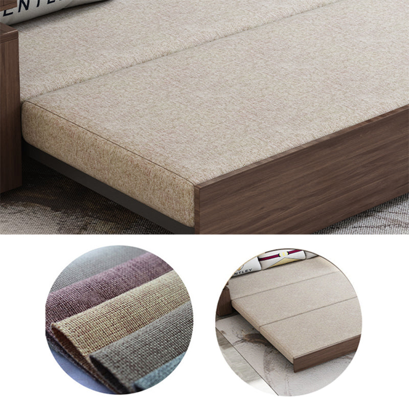 Glam Convertible Sofas Solid Wood Foldable Sleeper Sofa with Storage