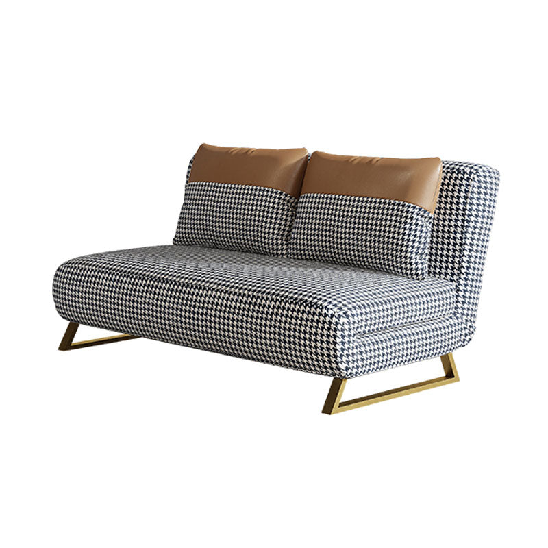 Armless Pillow Back Convertible Sofas Glam Metal Sleeper Sofa