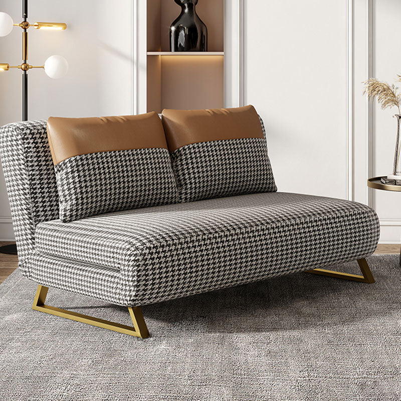 Armless Pillow Back Convertible Sofas Glam Metal Sleeper Sofa