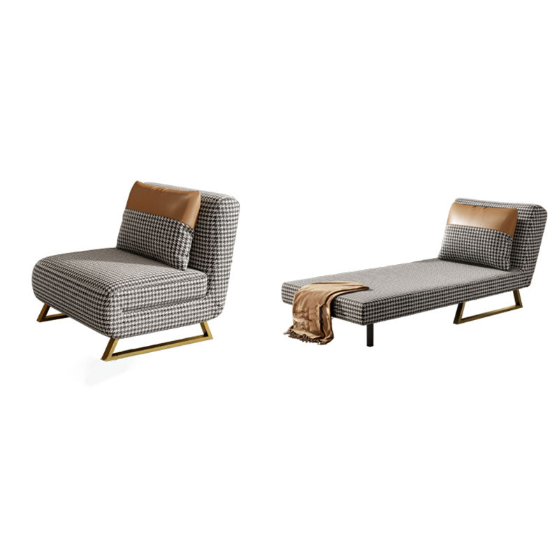 Armless Pillow Back Convertible Sofas Glam Metal Sleeper Sofa