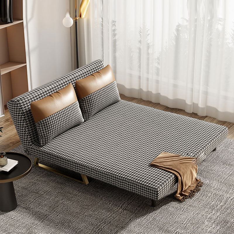 Armless Pillow Back Convertible Sofas Glam Metal Sleeper Sofa