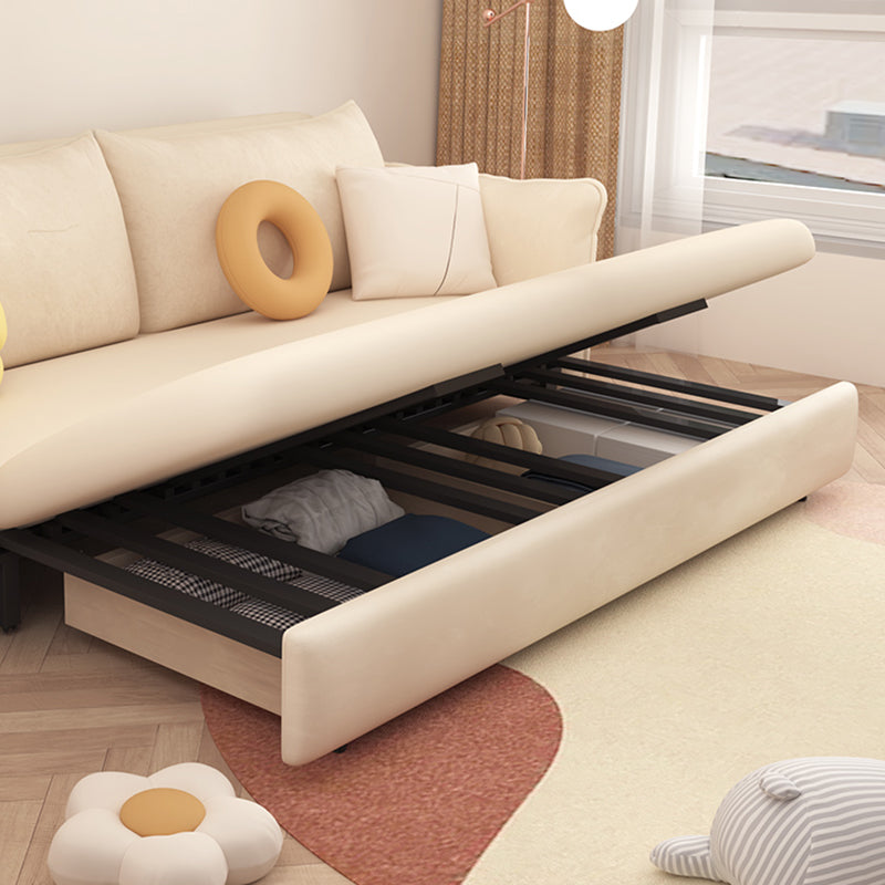 Scandinavian White Sleeper Sofa Faux Leather Foam Convertible Sofas