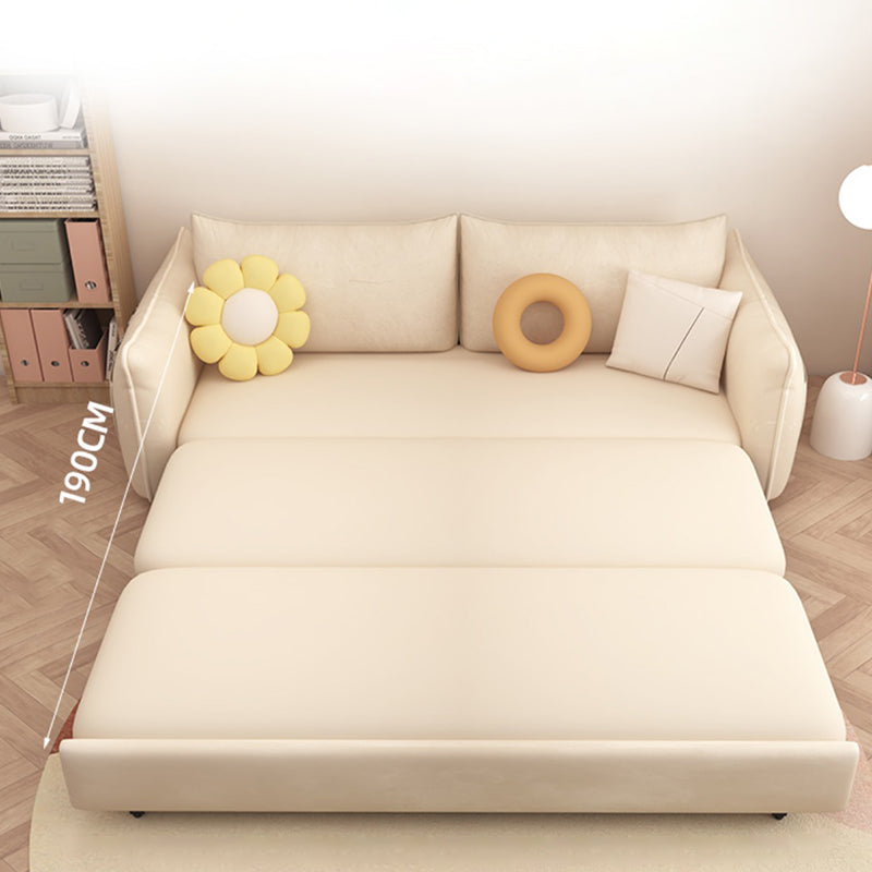 Scandinavian White Sleeper Sofa Faux Leather Foam Convertible Sofas