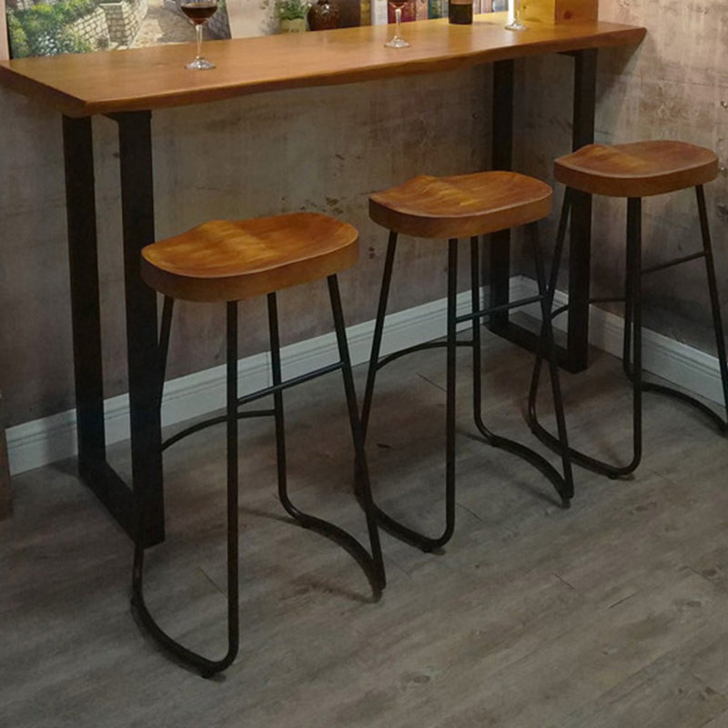 Industrial Style Solid Wood Pub Dining Set 1/2/4/6 Pcs Rectangular Pub Set for Home
