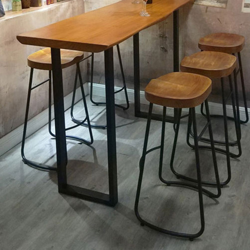 Industrial Style Solid Wood Pub Dining Set 1/2/4/6 Pcs Rectangular Pub Set for Home