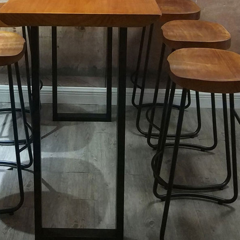 Industrial Style Solid Wood Pub Dining Set 1/2/4/6 Pcs Rectangular Pub Set for Home