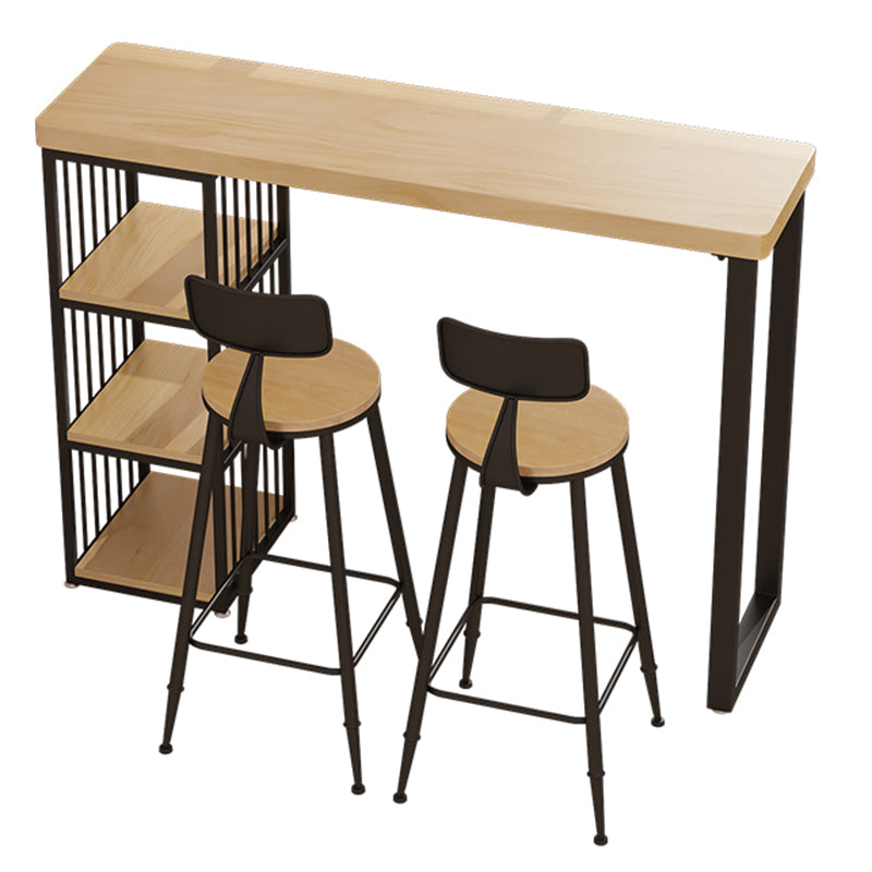 Modern Rectangle Bar Table Set 1/2/3 Pcs Solid Wood Bar Table Set