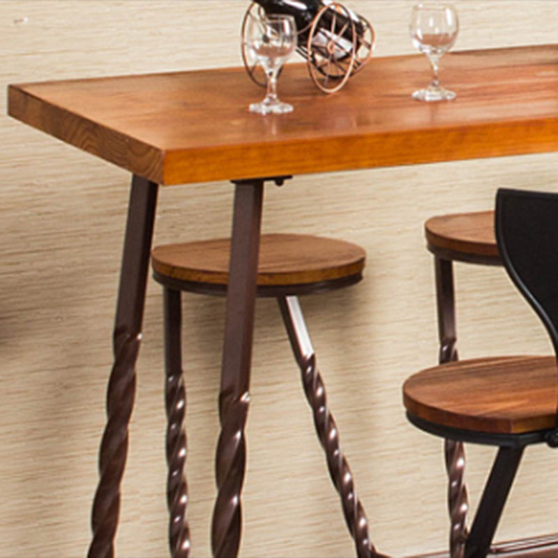 Industrial Style Solid Wood Pub Dining Set 1/2/5 Pcs Rectangular Pub Set for Home