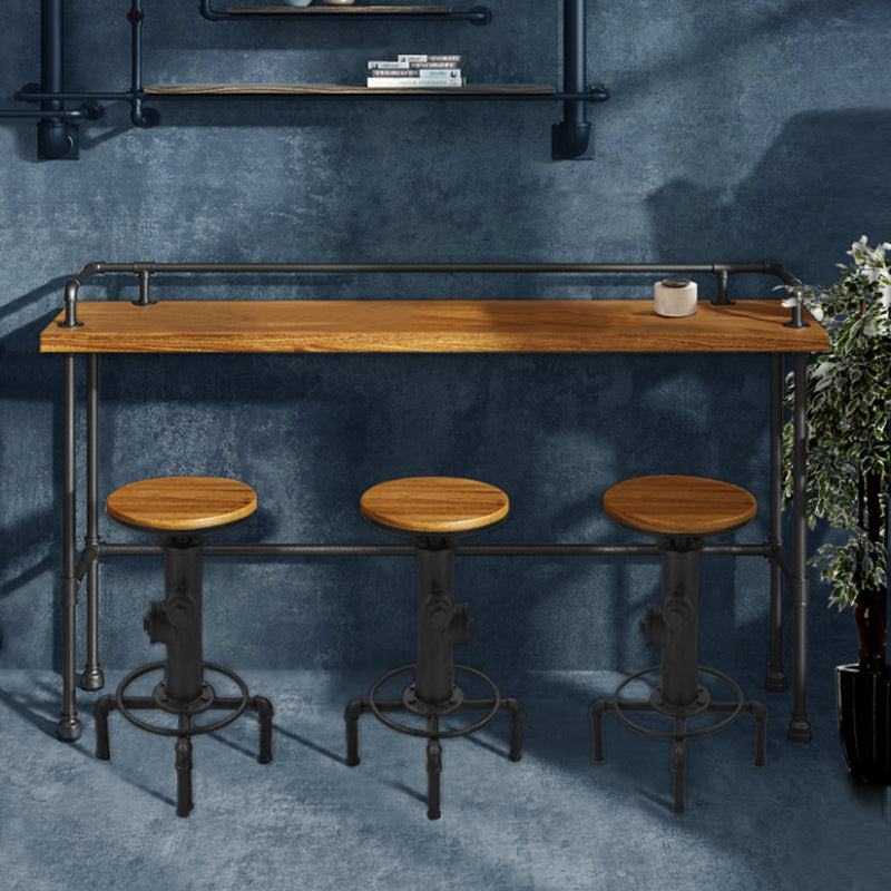 Industrial Style Solid Wood Pub Dining Set 1/2/4 Pcs Rectangular Pub Set for Home