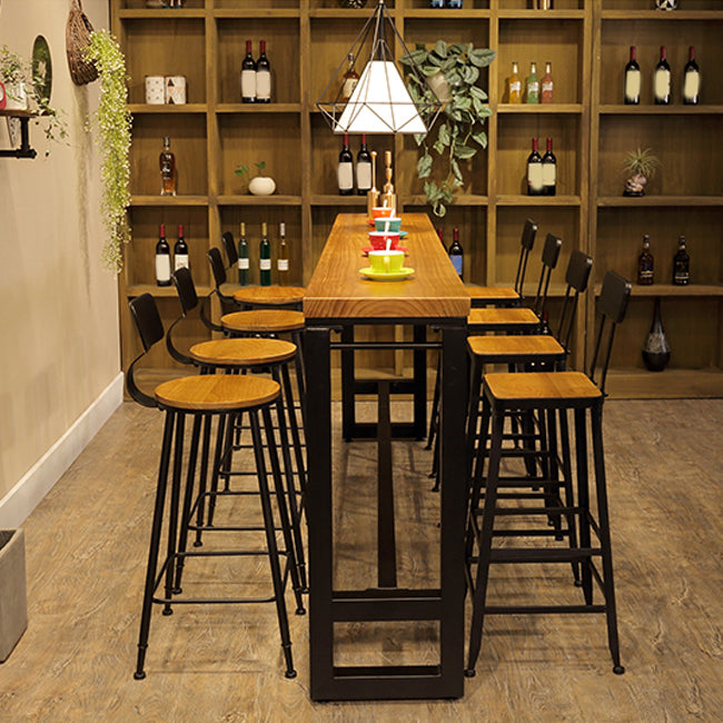 Industrial Style Solid Wood Pub Dining Set 1/2/9 Pcs Rectangular Pub Set for Home