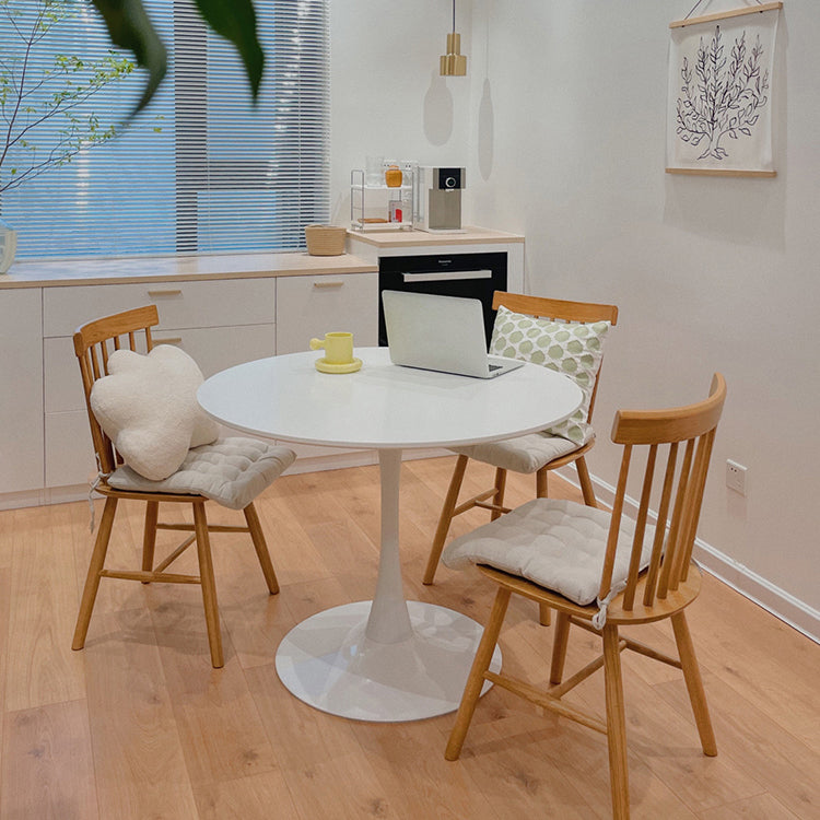 Simplicity Style Round Table Wood Dining Site Table with Tulip Base
