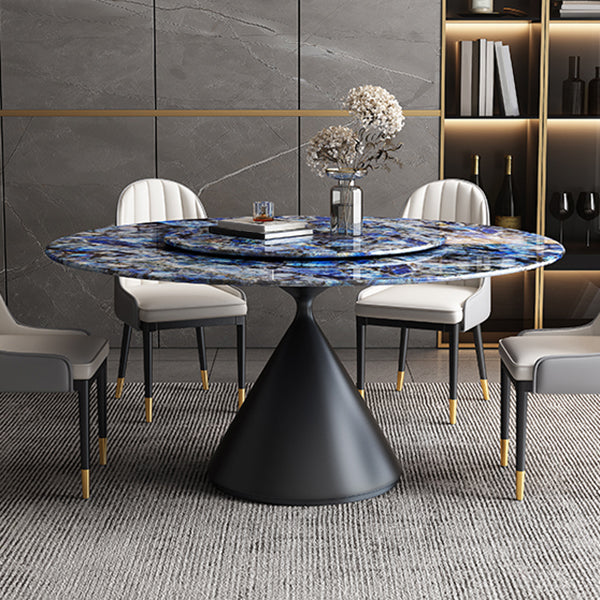 Metal Pedestal Dining Table Round Stone Top Dining Table for Dining Room