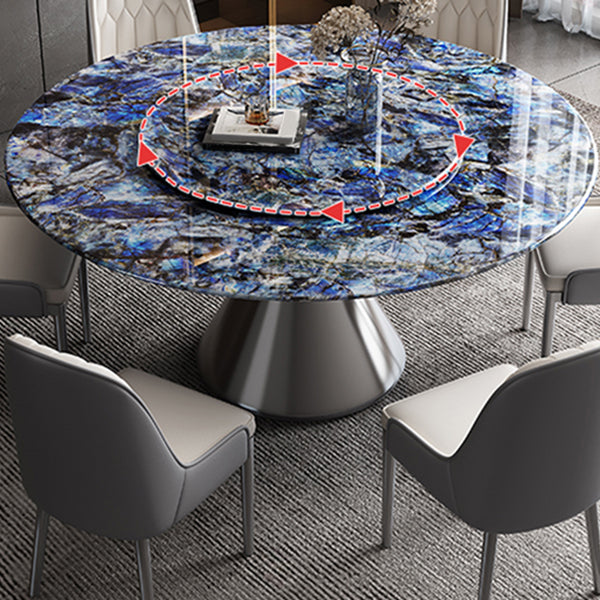 Metal Pedestal Dining Table Round Stone Top Dining Table for Dining Room