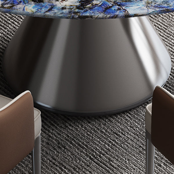 Metal Pedestal Dining Table Round Stone Top Dining Table for Dining Room