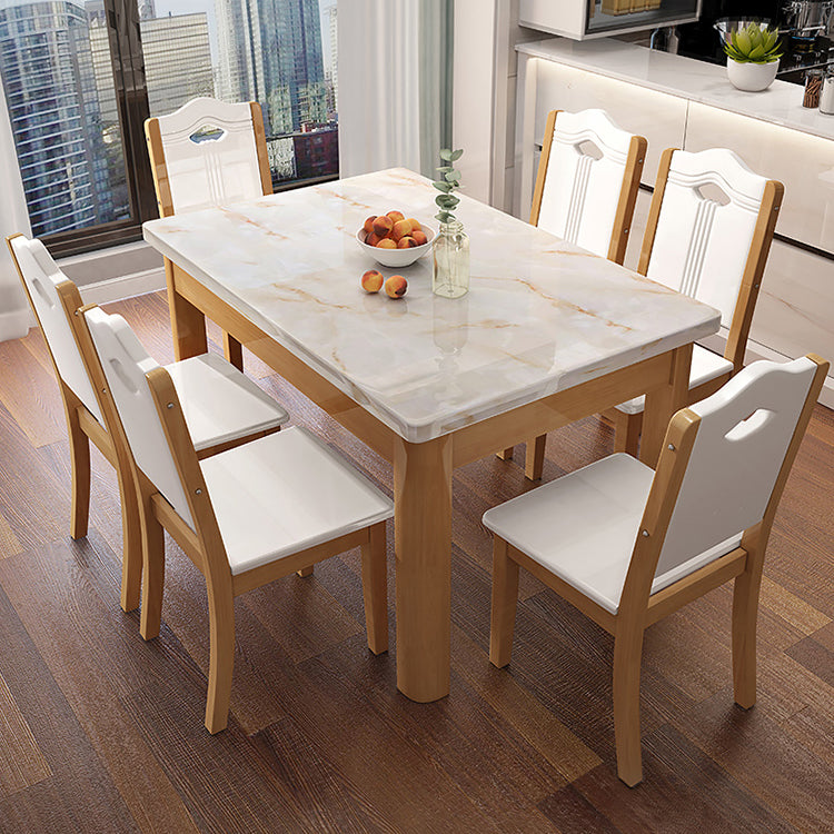Simplicity Rectangle Dining Site Table Faux Marble Dining Room Collection with 4 Legs