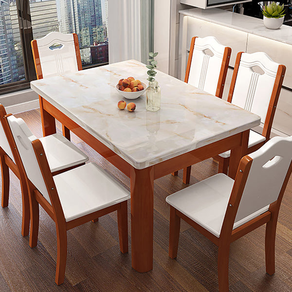 Simplicity Rectangle Dining Site Table Faux Marble Dining Room Collection with 4 Legs