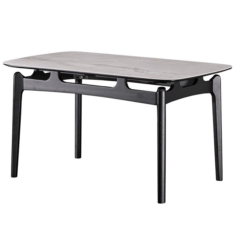 Dining Room Stone Dinner Table Rectangle 4 Legs Dining Table