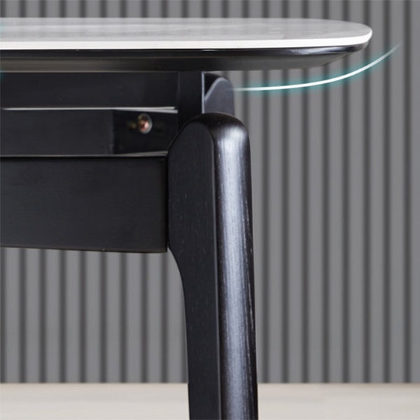 Dining Room Stone Dinner Table Rectangle 4 Legs Dining Table