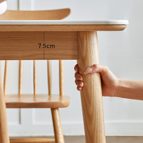 Modern Solid Wood Legs Dining Table Rectangle Stone Top Dining Table