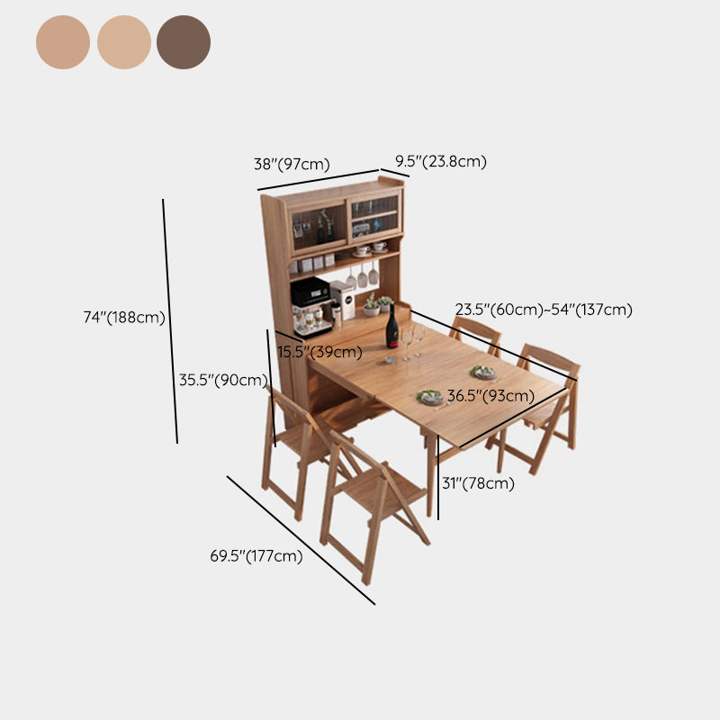 Rectangle Folding Dining Table Wood Dining Table with Storage Base