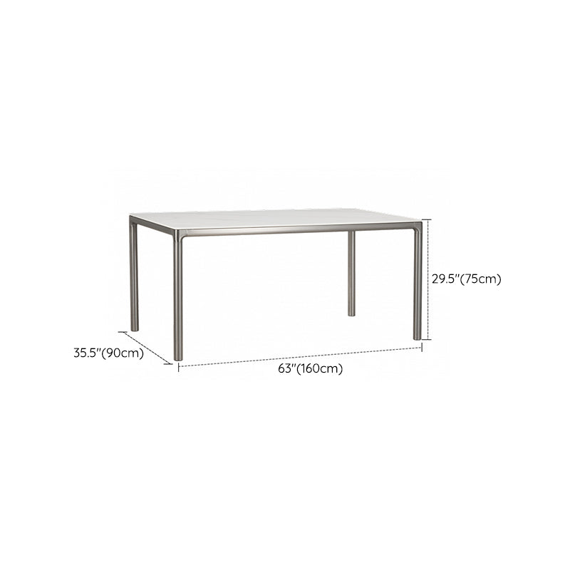 White Stone Top Dining Table Stainless Steel 4 Legs Dining Table
