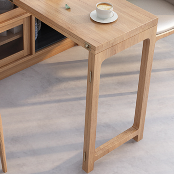 Folding Rectangle Dining Table Wood Dining Table in White and Natural