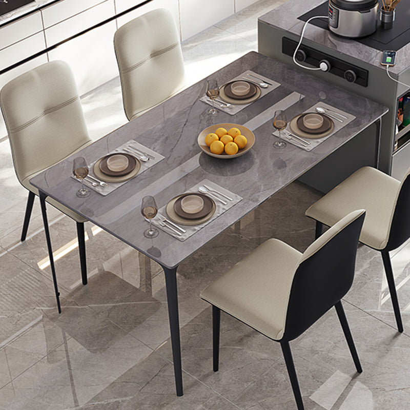 Stone Top Dining Room Dinner Kitchen Table Rectangle Dining Table with 4 Legs