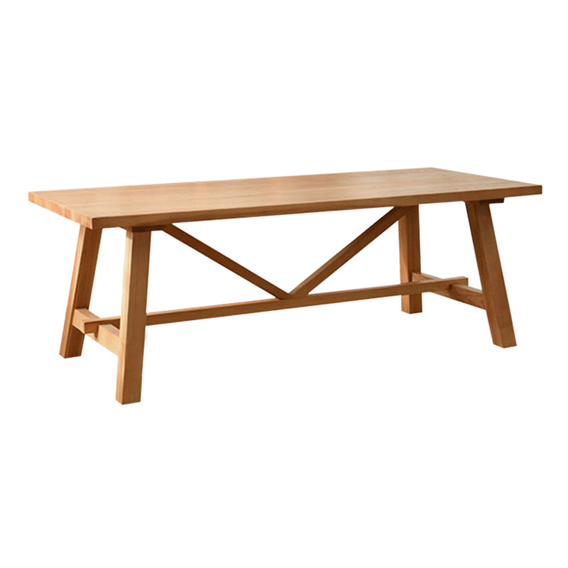 Modern Rectangle Solid Wood Dining Table Trestle Base Dining Table