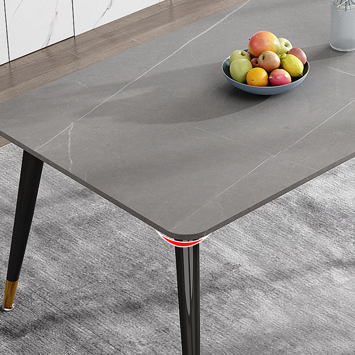 Metal 4 Legs Dining Table Rectangle Stone Top Dining Table for Dining Room