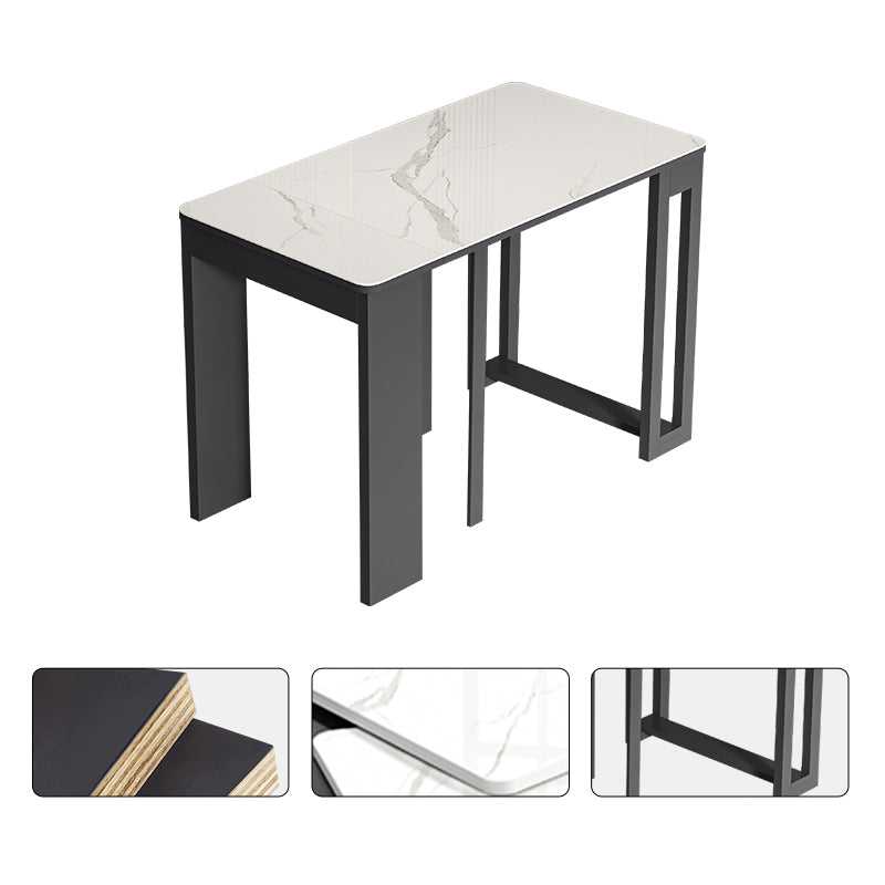 Rectangle Folding Dining Table Wood and Stone Dining Table for Dining Room