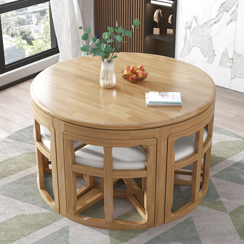 Round Solid Wood Dining Table Set 1/7 Pieces Dining Set for Kitchen