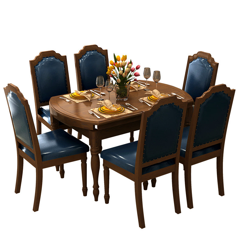 7 Piece Dining Room Table and Chair Set Solid Wood Table Dining Room Set