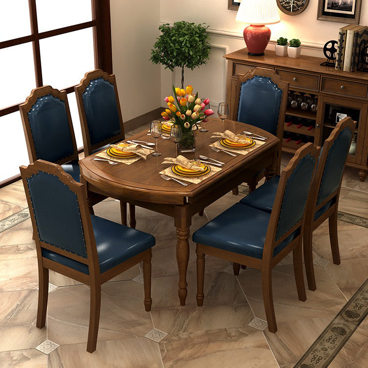 7 Piece Dining Room Table and Chair Set Solid Wood Table Dining Room Set