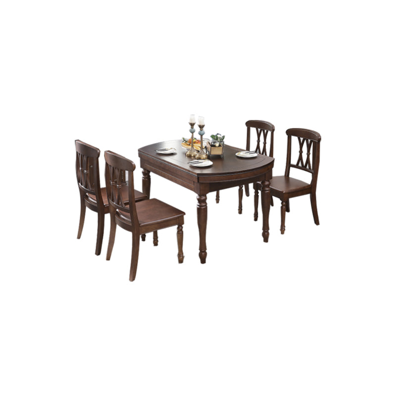 Solid Wood Extendable Dining Table Set 5/7 Pieces Dining Set for Kitchen
