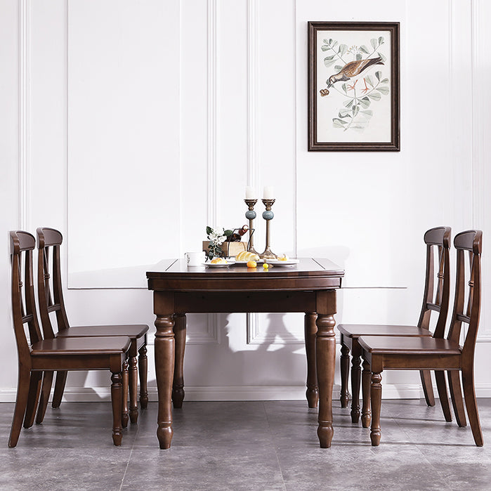 Solid Wood Extendable Dining Table Set 5/7 Pieces Dining Set for Kitchen