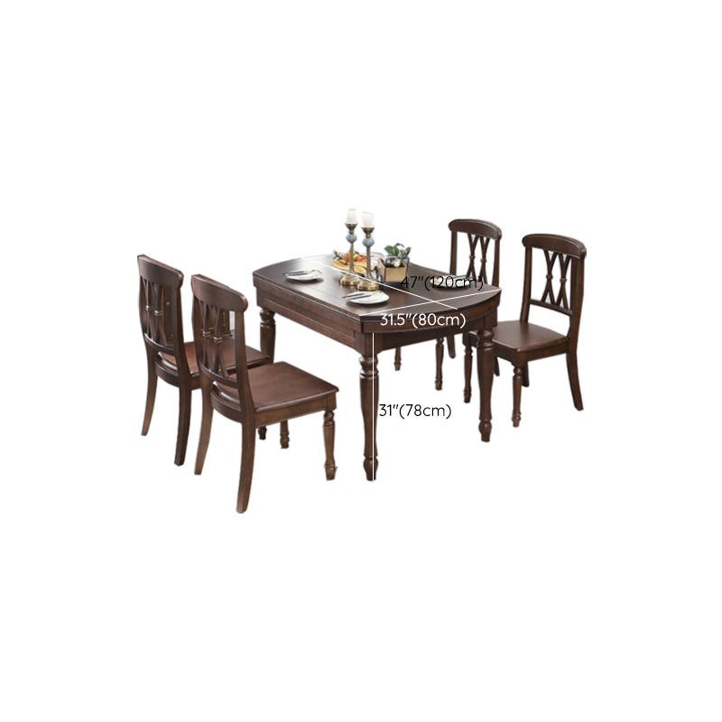 Solid Wood Extendable Dining Table Set 5/7 Pieces Dining Set for Kitchen